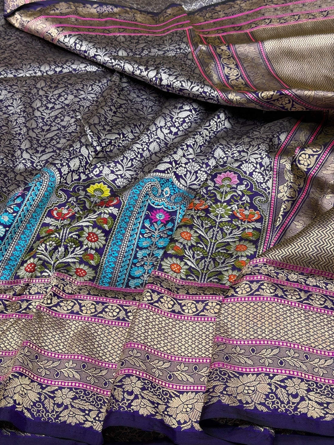 Purple Handwoven Pure Banarasi Silk Saree