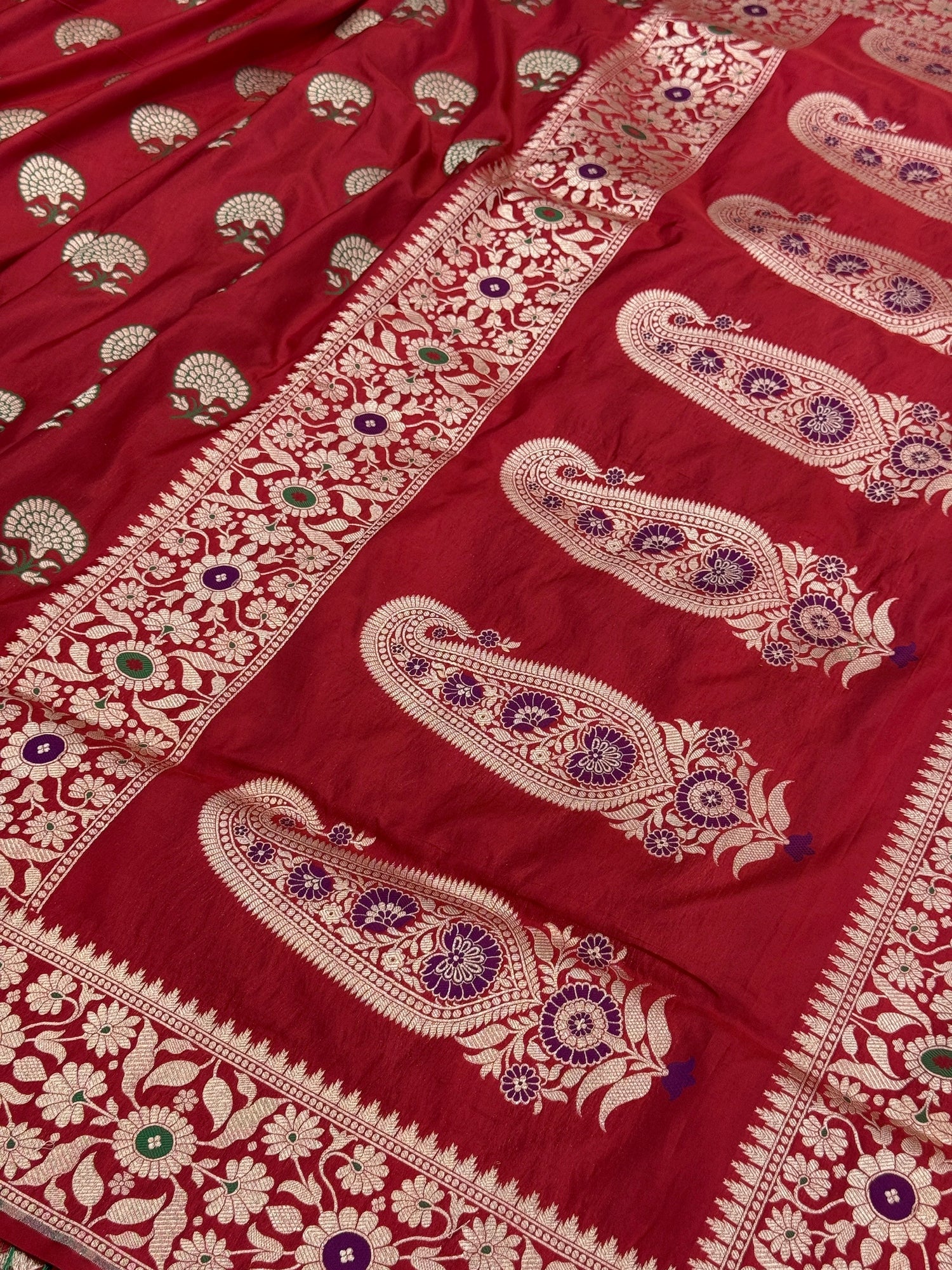 Red Banarasi Minakari Pure Silk Saree