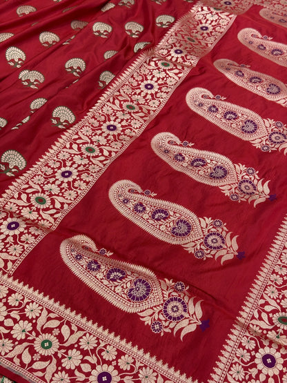 Red Banarasi Minakari Pure Silk Saree