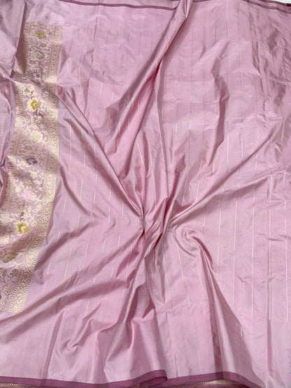 Lilac Handwoven Pure Banarasi Silk Saree – Luxury Kadwa Handloom Wedding &amp; Festive Saree