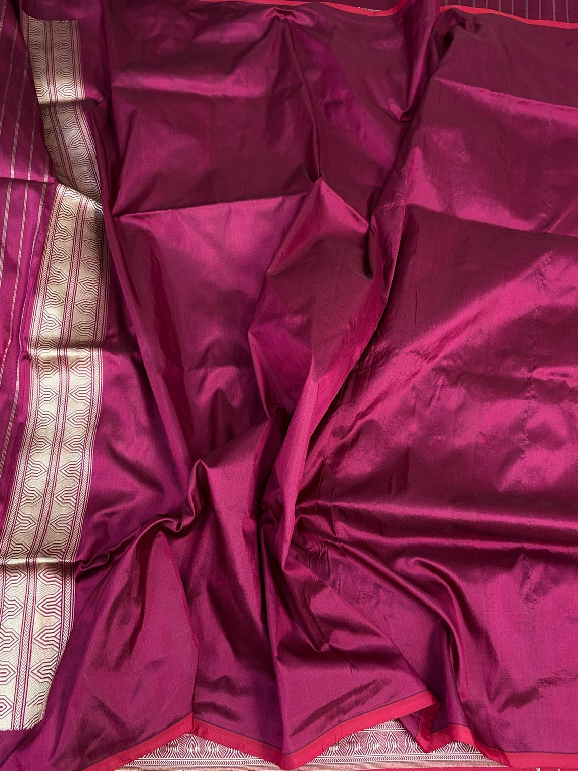 Wine Handwoven Pure Banarasi Silk Saree