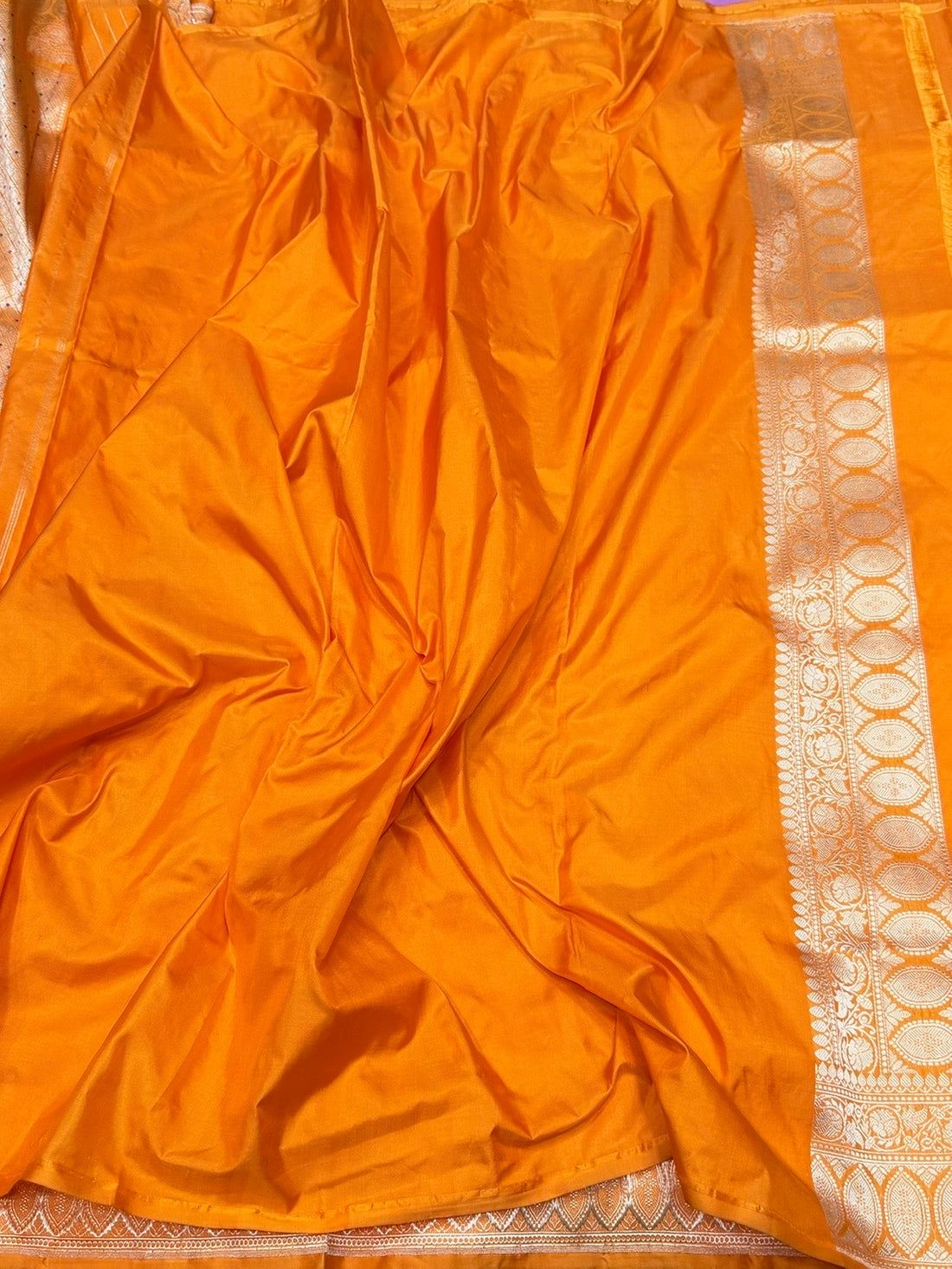 Orange Handwoven Pure Banarasi Silk Saree – Pure Katan Silk | Kadwa Weave | Luxury Banarasi Saree