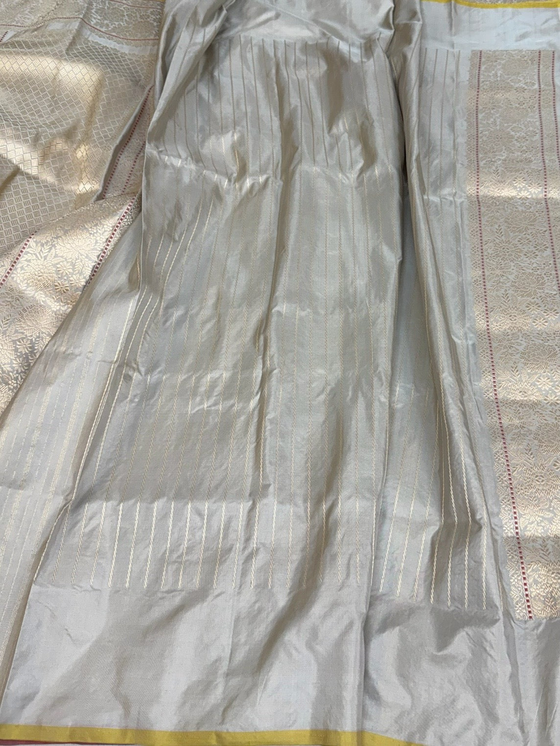 Platinum Grey Handwoven Banarasi Pure Katan Silk Saree