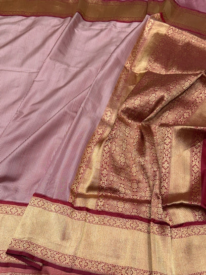 Red Handwoven Pure Banarasi Silk Saree – Kadwa Weave, Pure Katan-Mulberry Silk