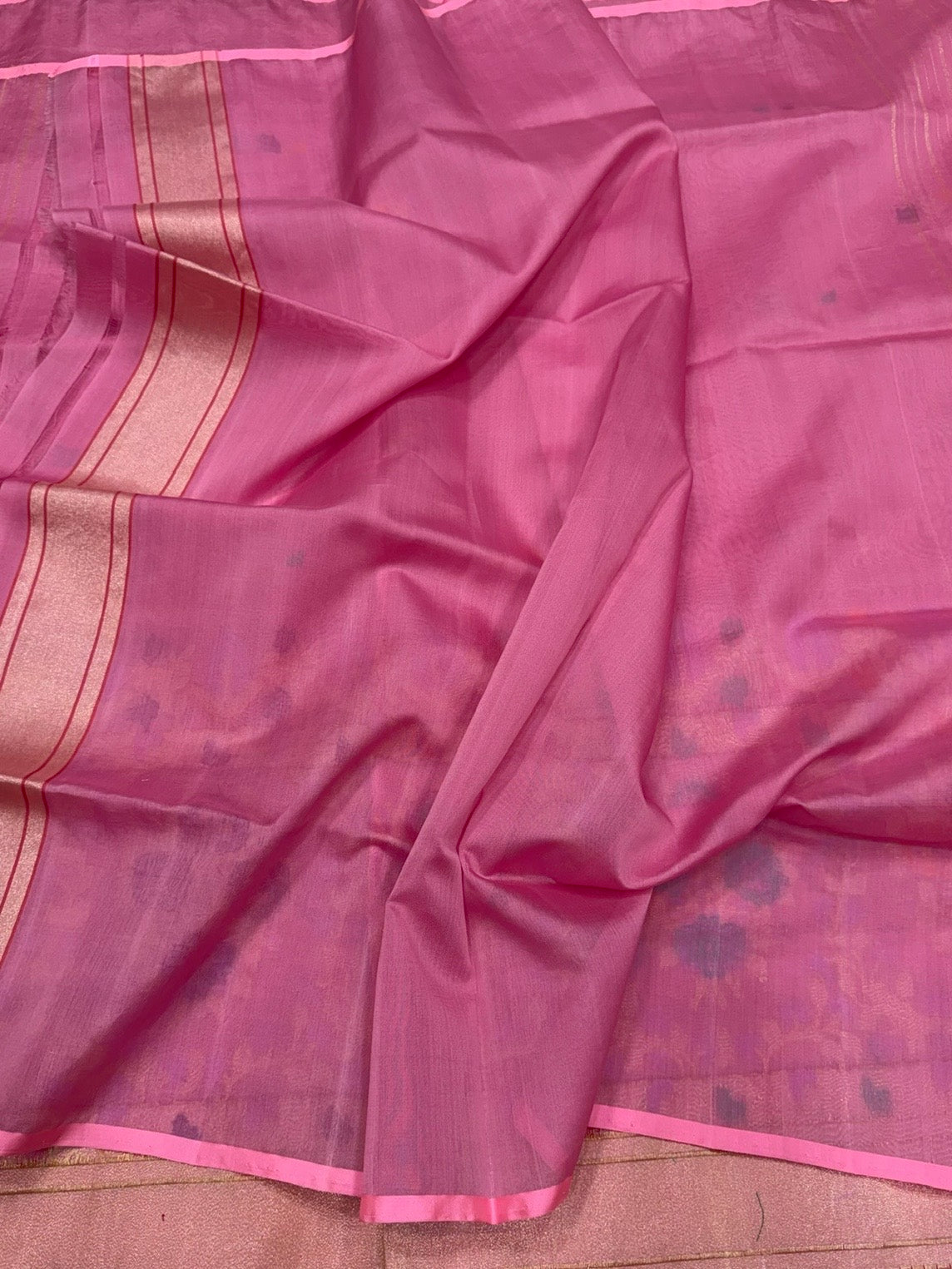 Pastel Pink Handwoven Pure Organza Silk Saree