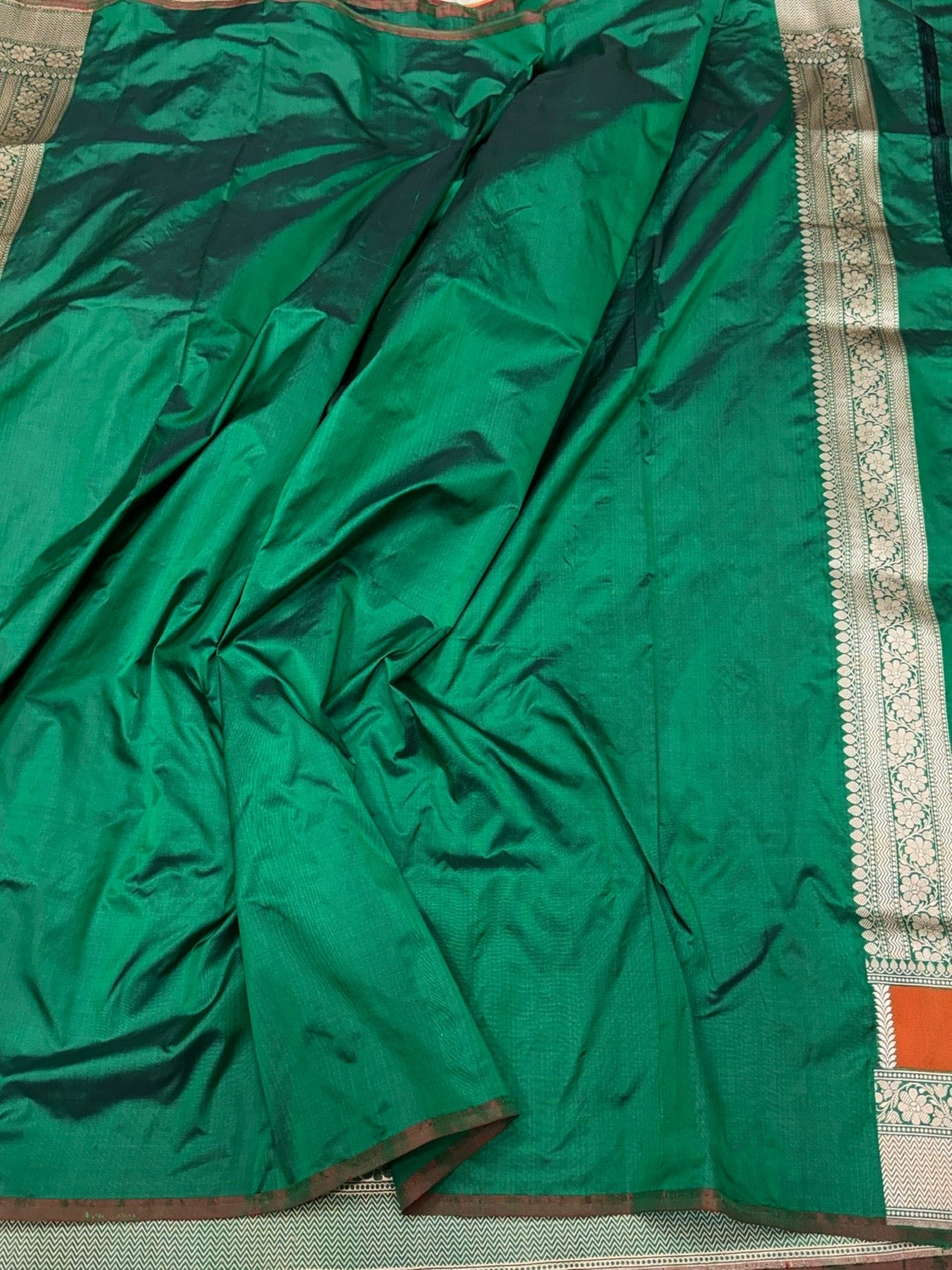 Green Handwoven Pure Banarasi Silk Saree | Pure Katan Silk | Kadwa Weave | HMR Handlooms