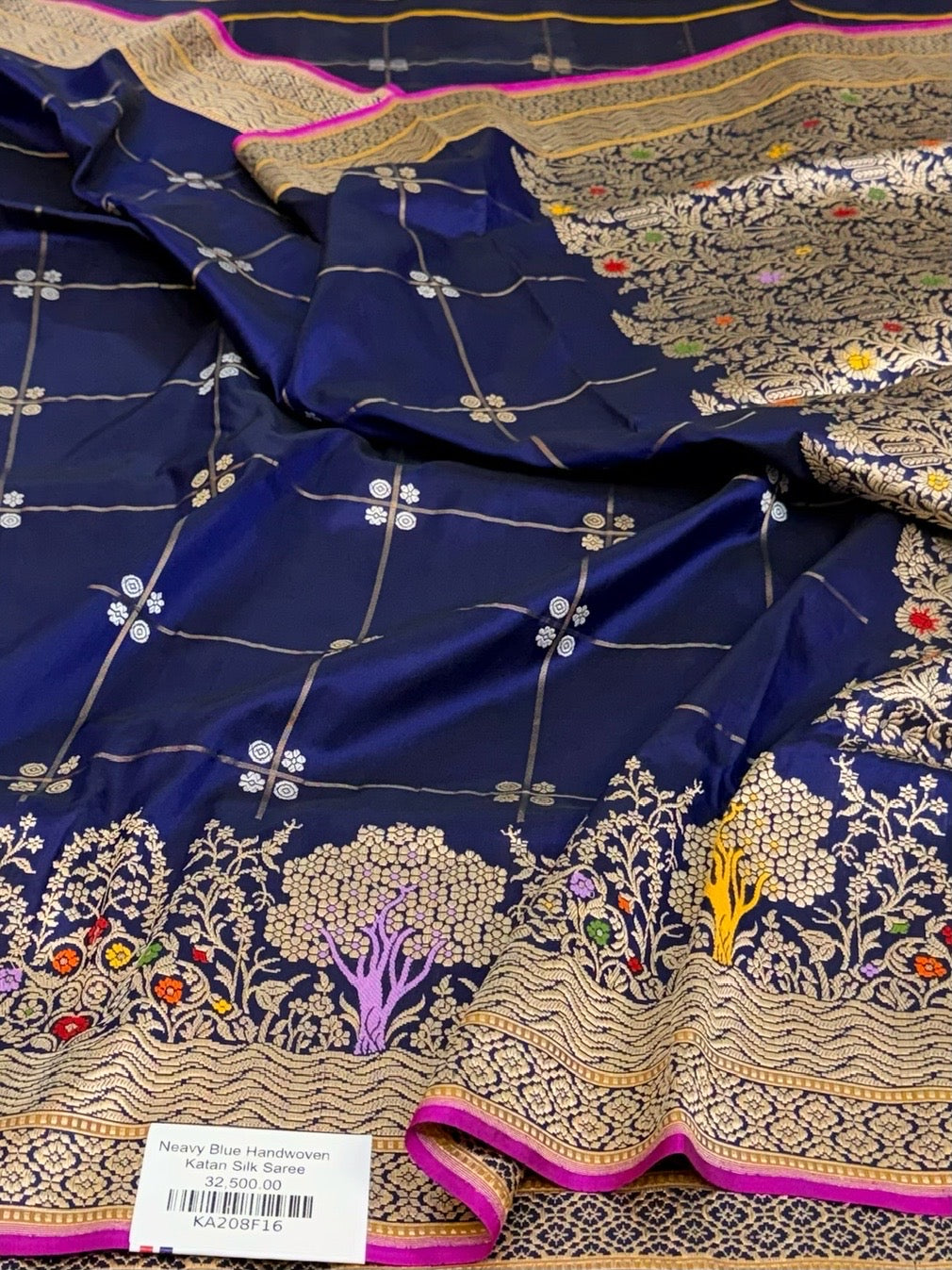 Neavy Blue Handwoven Pure Banarasi Katan Silk Saree