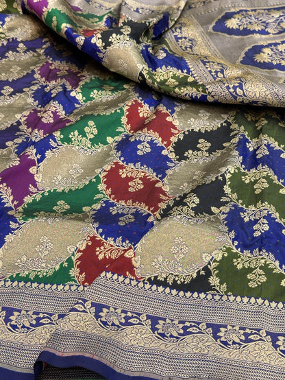 Banarasi Pure Rangkaat Silk Saree – Cutwork Weave in 100% Pure Katan Silk