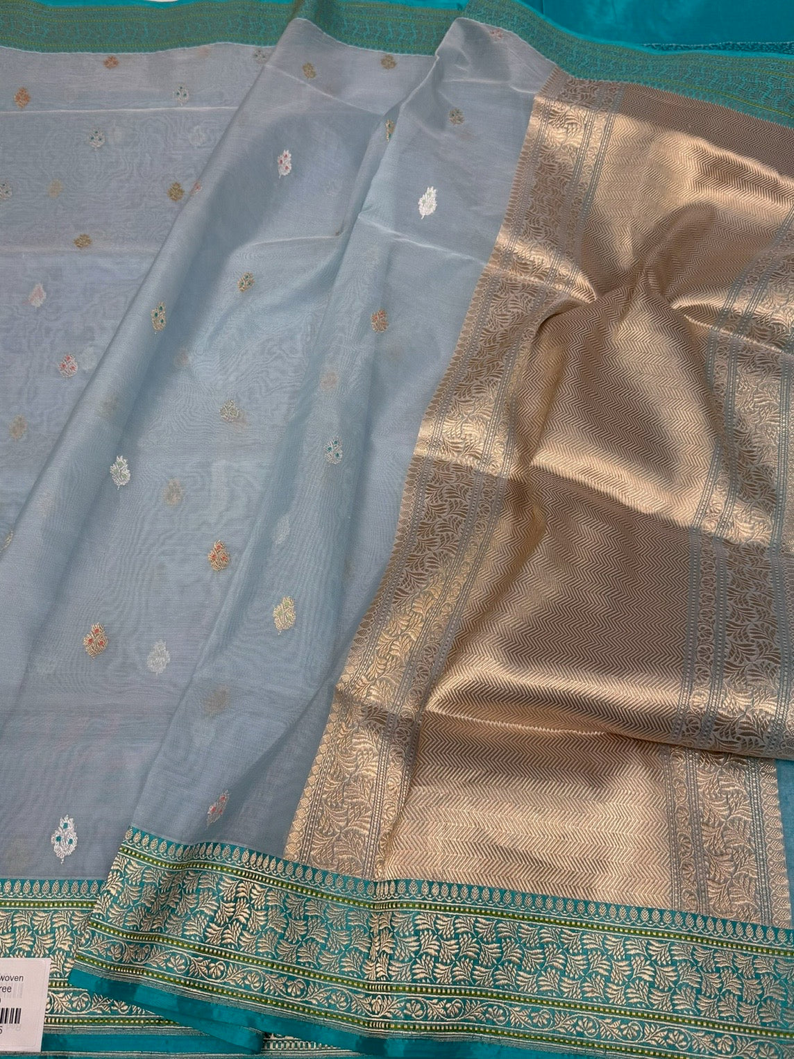 Sky Blue Handwoven Pure Organza Silk Saree
