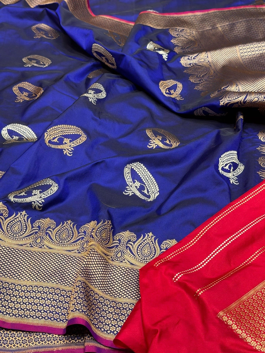 Royal Blue Handwoven Pure Banarasi Silk Saree – Kadwa Katan Mulberry Silk | Authentic Banaras Handloom