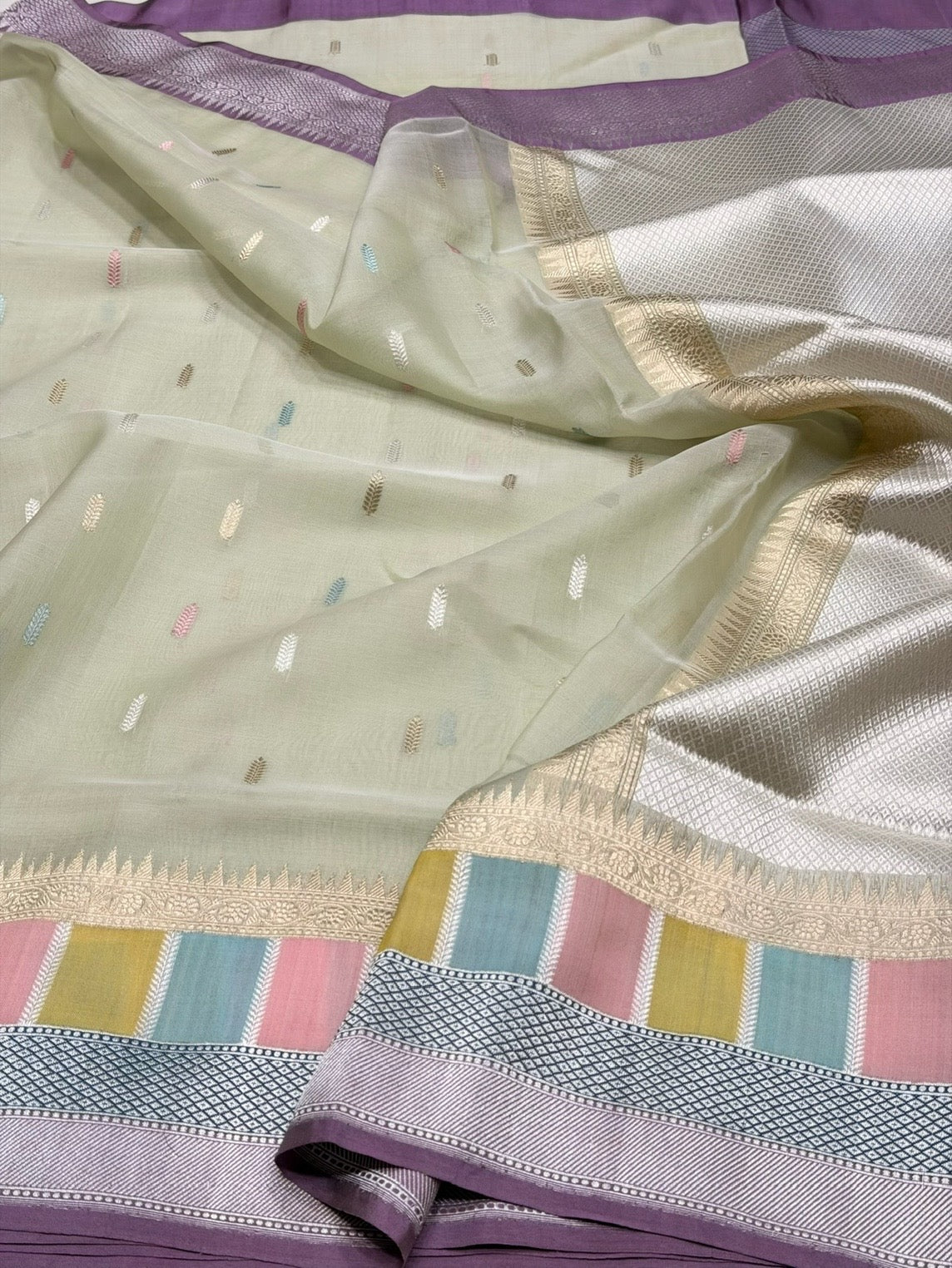 Mint Green Handwoven Pure Organza Silk Saree