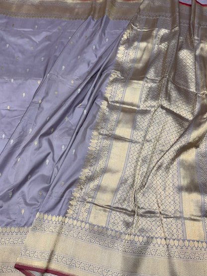 Dusty Lavender Handwoven Pure Banarasi Silk Saree