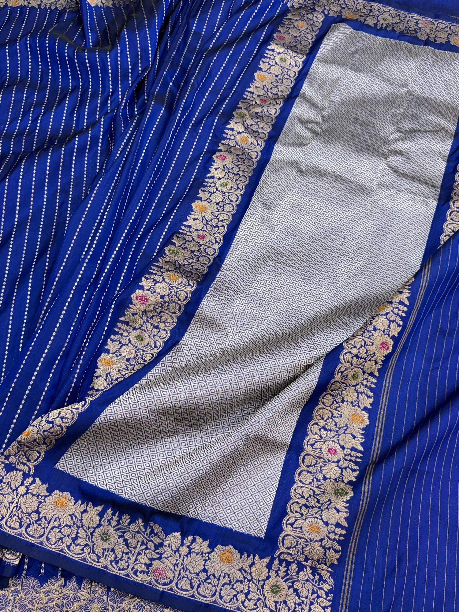 Handwoven Pure Banarasi Silk Saree – Kadwa Weave in 100% Katan Mulberry Silk