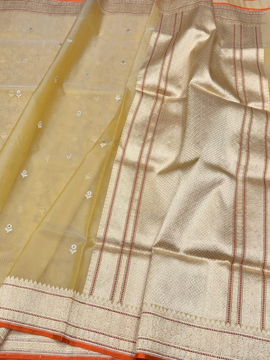 Lemon Yellow Handwoven Pure Organza Silk Saree