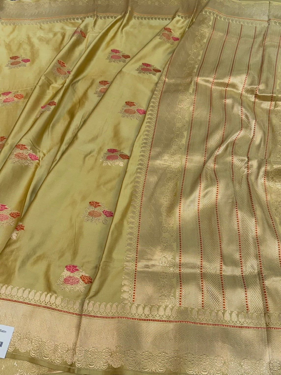 Pista Handwoven Pure Banarasi Satin Silk Saree