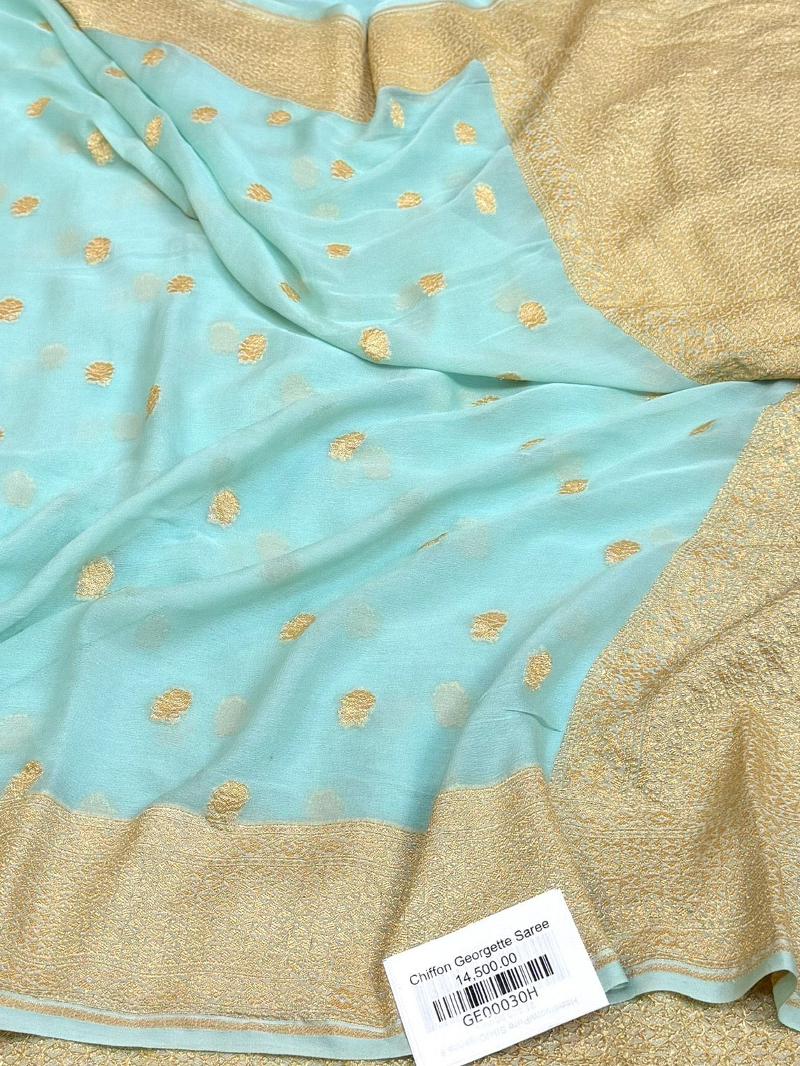 Sea Blue Banarasi Pure Chiffon Georgette Saree