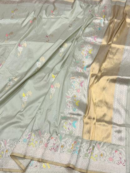 Pista Handwoven Pure Banarasi Silk Saree