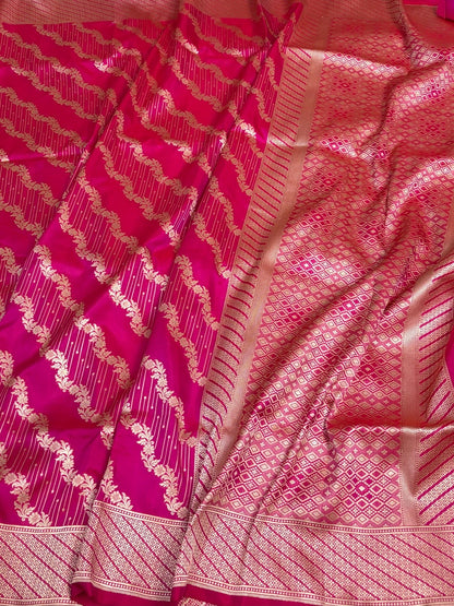 Rani Pink Banarasi Pure Katan Silk Saree