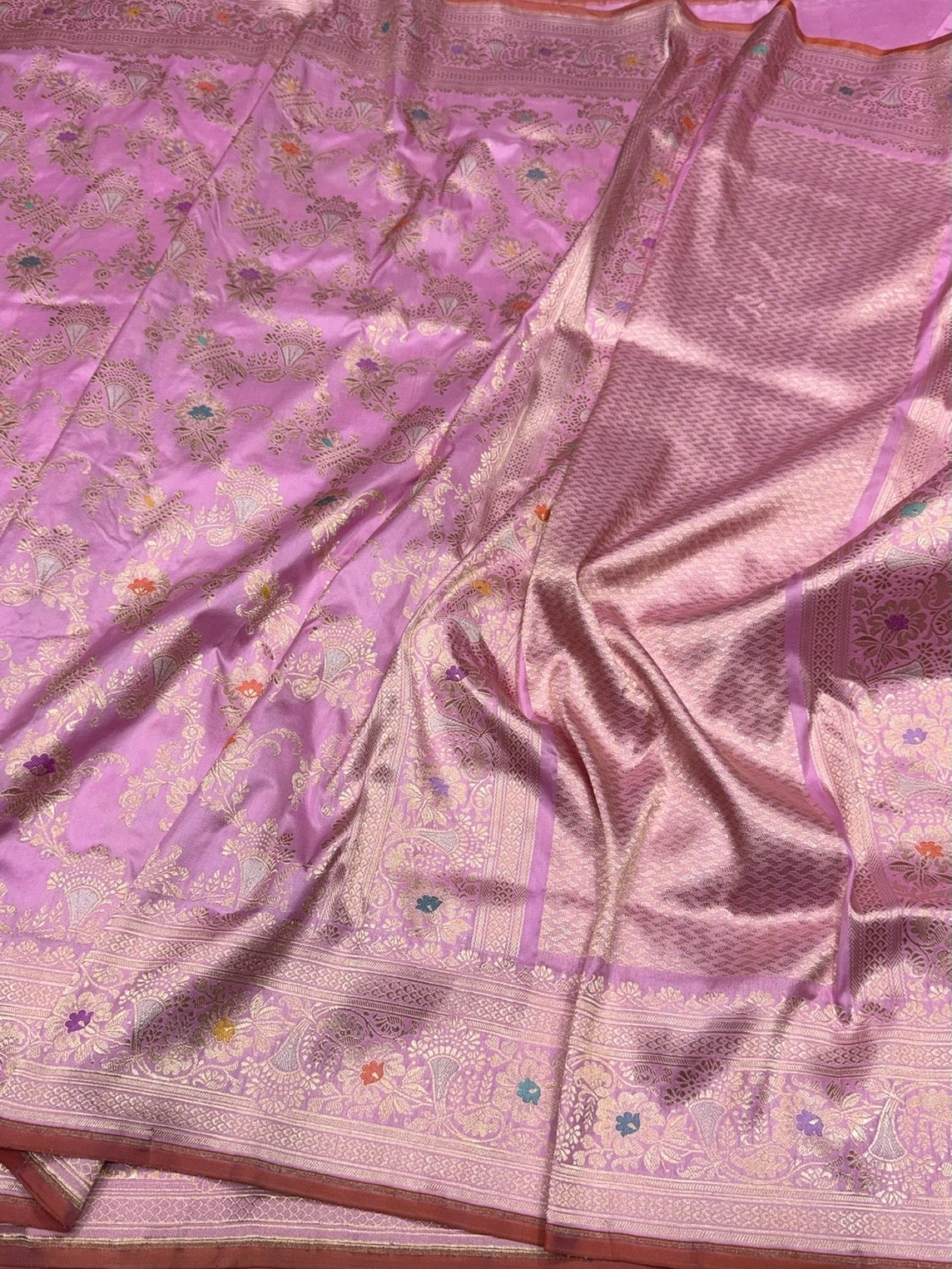 Pastel Pink Handwoven Pure Banarasi Silk Saree