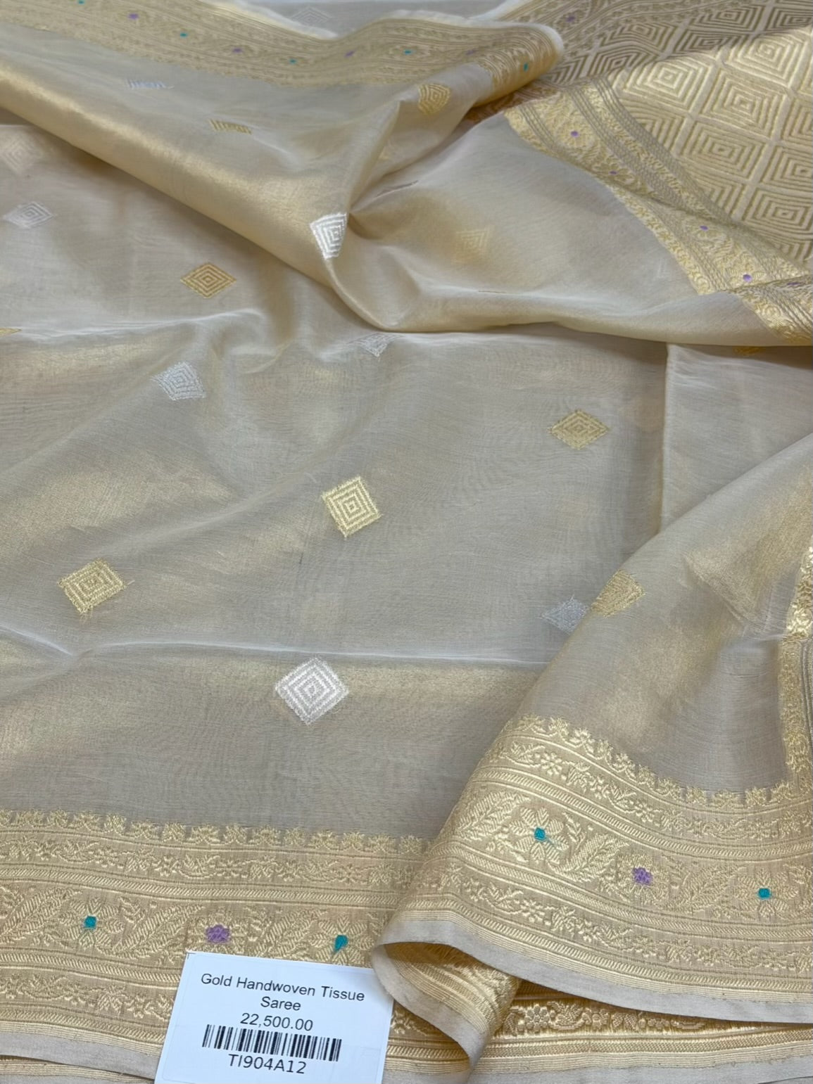 Gold Handwoven Pure Banarasi Tissue Saree