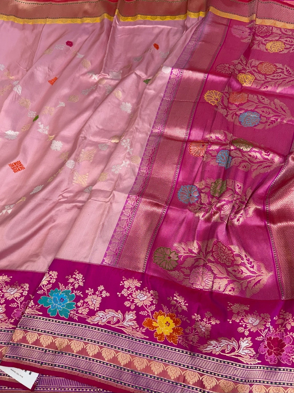 Rani Pink Handwoven Pure Banarasi Ektara Silk Saree