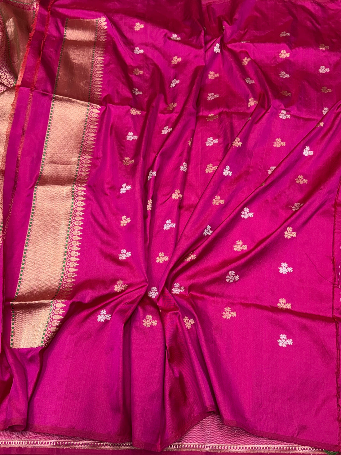 Rani Pink Handwoven Pure Banarasi Rangkaat Silk Saree – Meenakari Design, Pure Katan-Mulberry Silk
