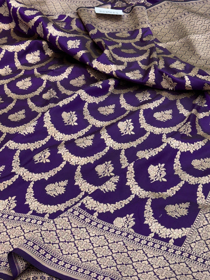 Purple Banarasi Pure Katan Silk Saree