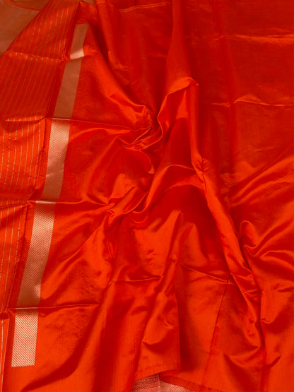 Orange Handwoven Pure Banarasi Katan Silk Saree