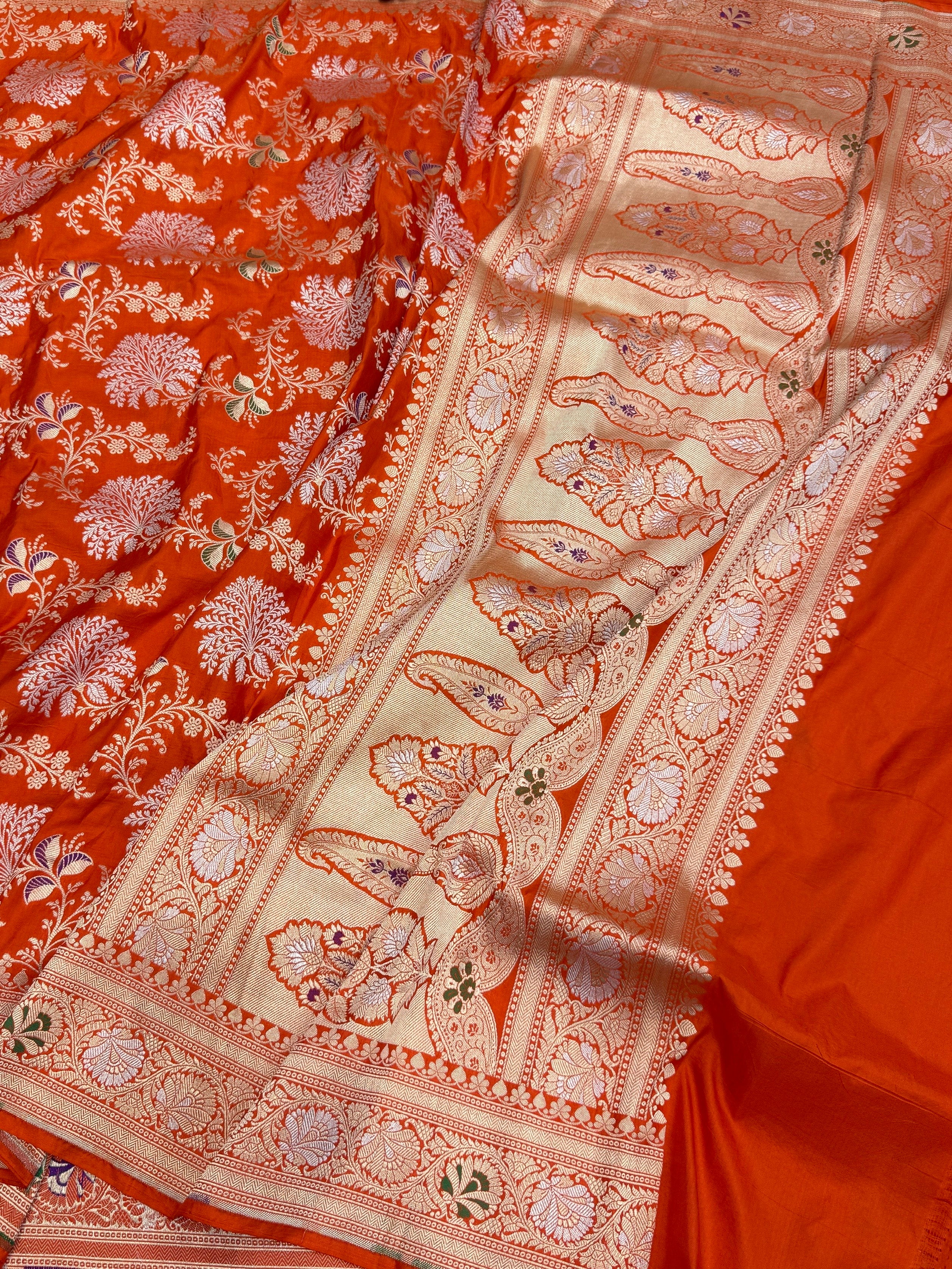 Banarasi Minakari Pure Katan Silk Saree | Pure Silk | Minakari Work | Cutwork Technique | Banarasi Katan Silk Saree