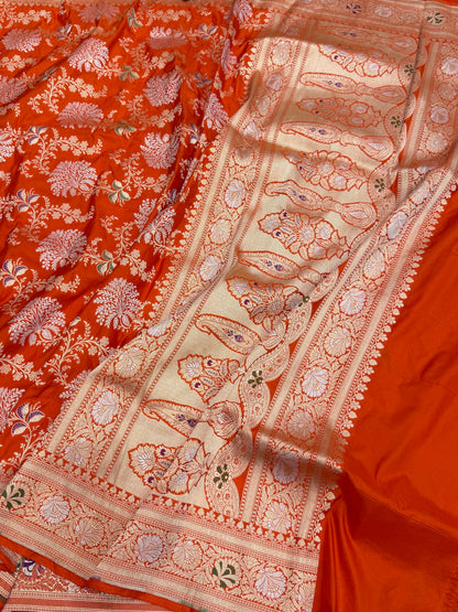 Banarasi Minakari Pure Katan Silk Saree | Pure Silk | Minakari Work | Cutwork Technique | Banarasi Katan Silk Saree