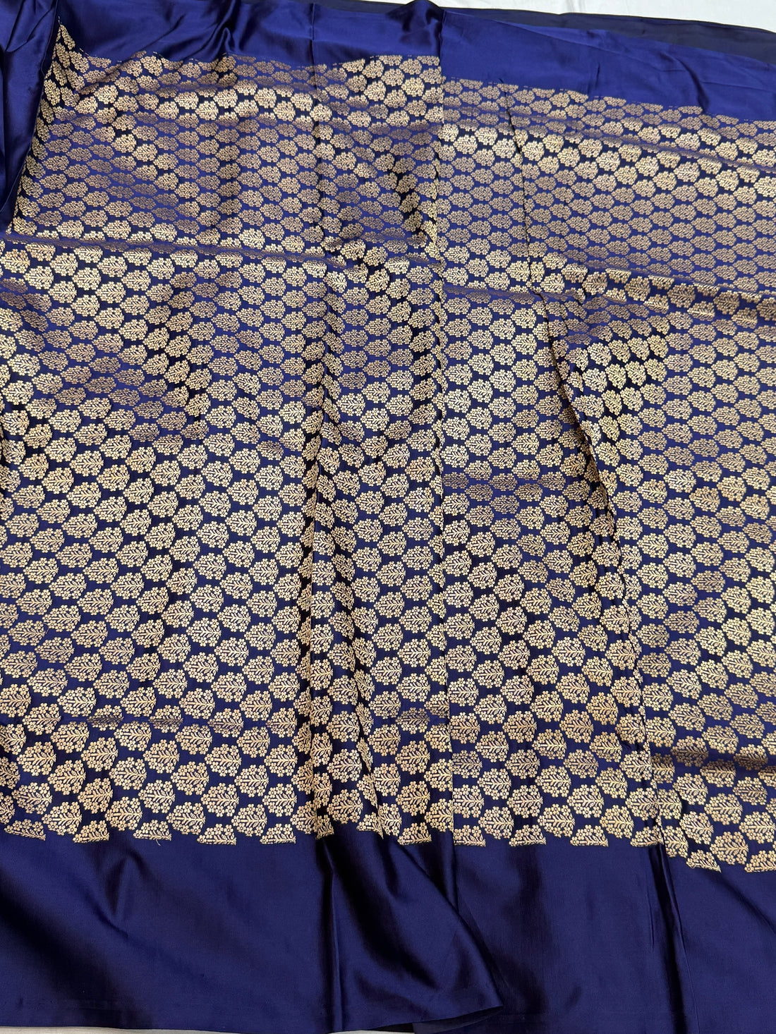 Royal Blue Handwoven Banarasi Pure Mashru Satin Silk Saree