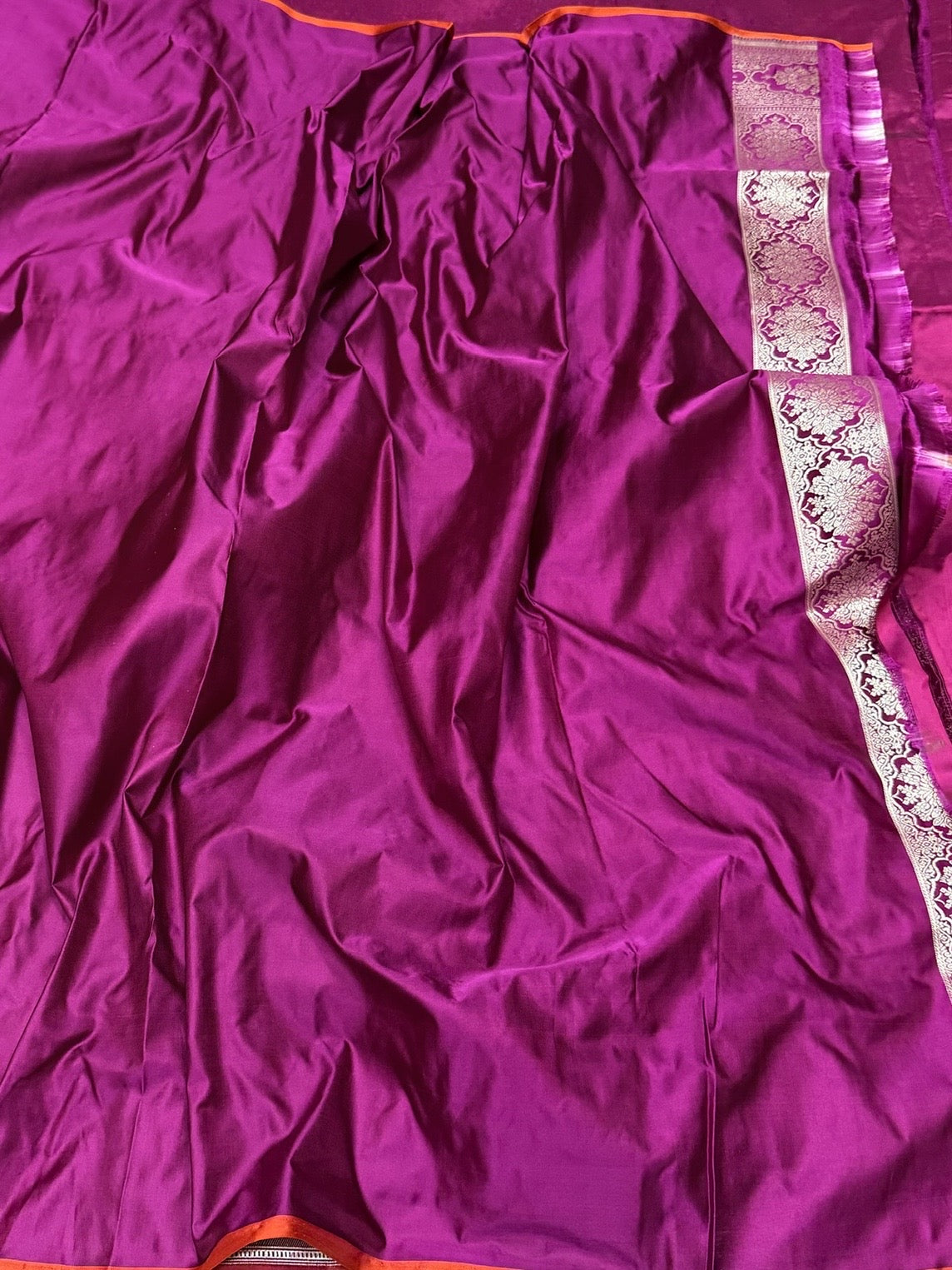Magenta Pink Handwoven Pure Banarasi Satin Silk Saree
