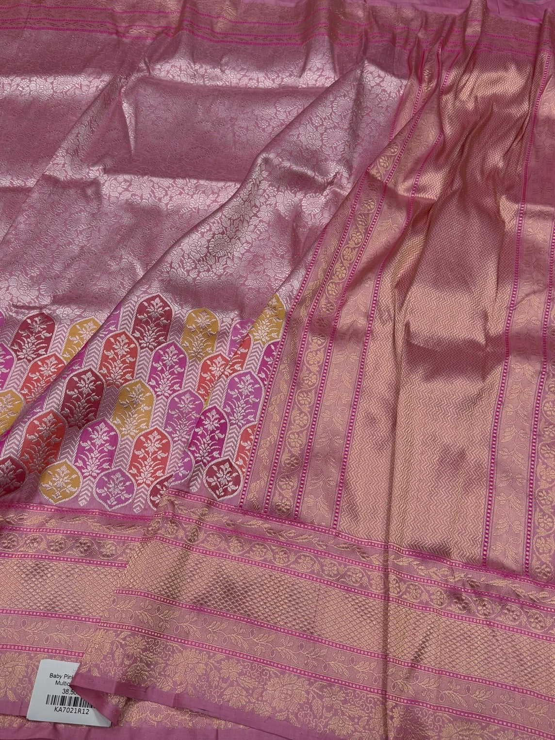 Baby Pink Handwoven Pure Banarasi Silk Kadwa Saree – 100% Pure Katan Mulberry Silk, Premium Brocade Weave
