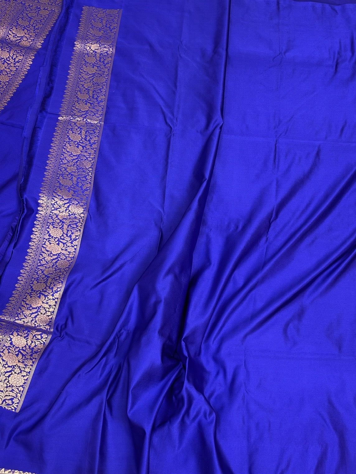 Royal Blue Handwoven Pure Banarasi Satin Silk Saree