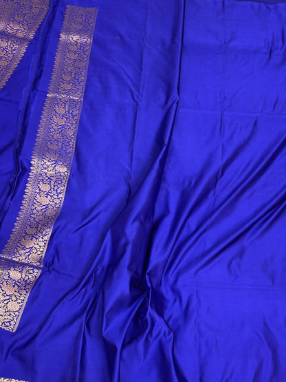 Royal Blue Handwoven Pure Banarasi Satin Silk Saree