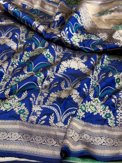 Royal Blue Banarasi Minakari Pure Katan Silk Saree