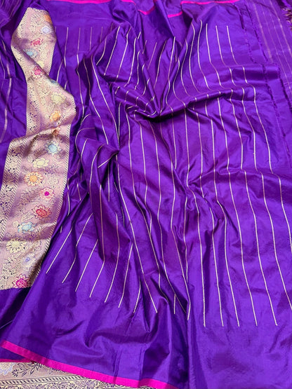 Purple Handwoven Pure Banarasi Silk Saree