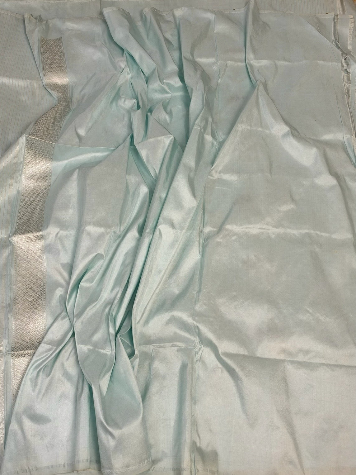 Ice Blue Handwoven Pure Banarasi Katan Silk Saree