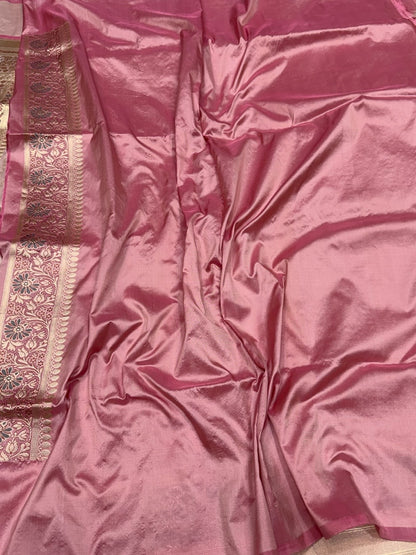 Gajiri Pink Handwoven Pure Silk Brocade Saree