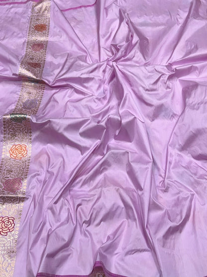 Lavender Handwoven Pure Banarasi Silk Saree
