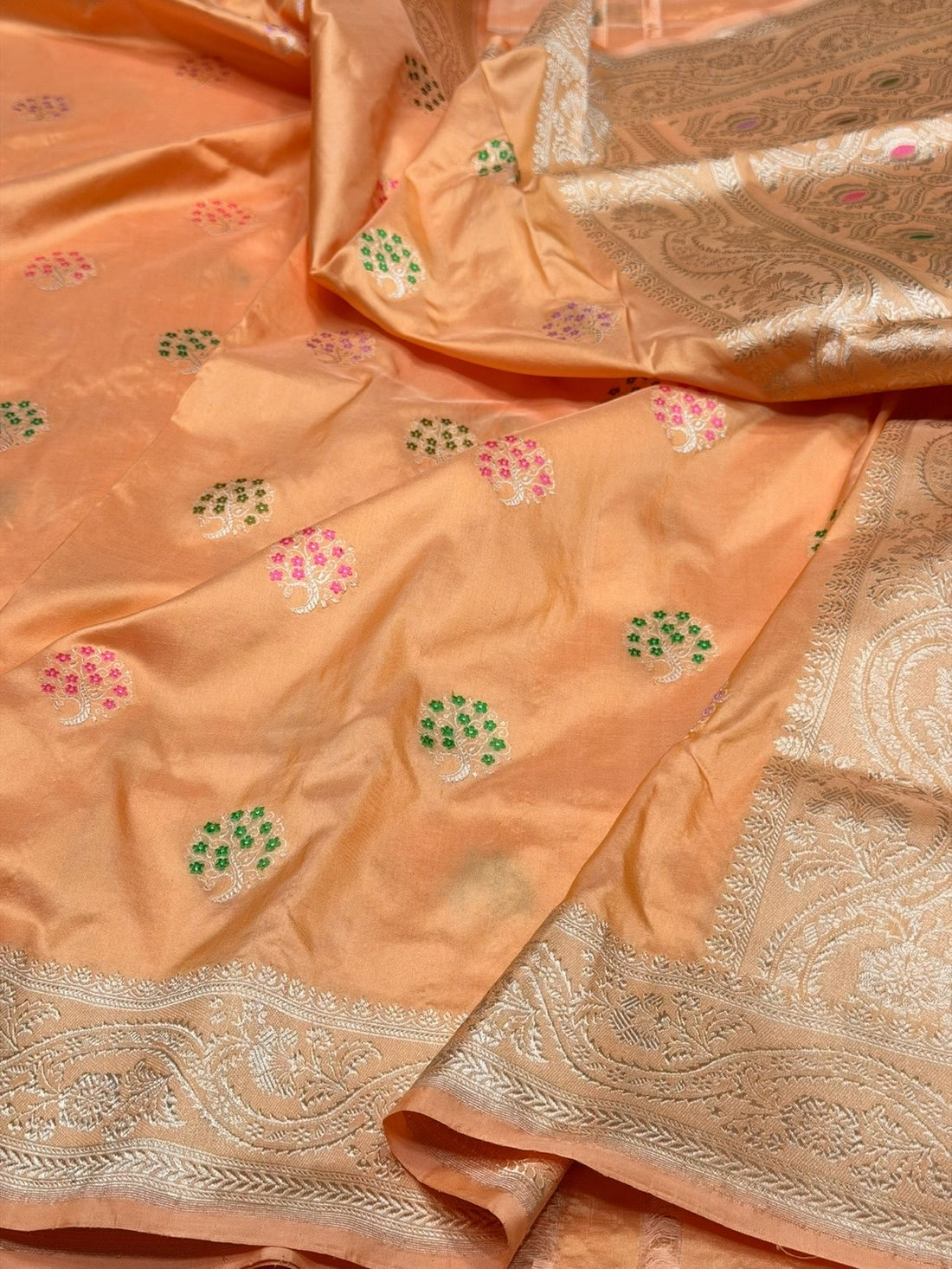 Peach Handwoven Pure Banarasi Silk Saree