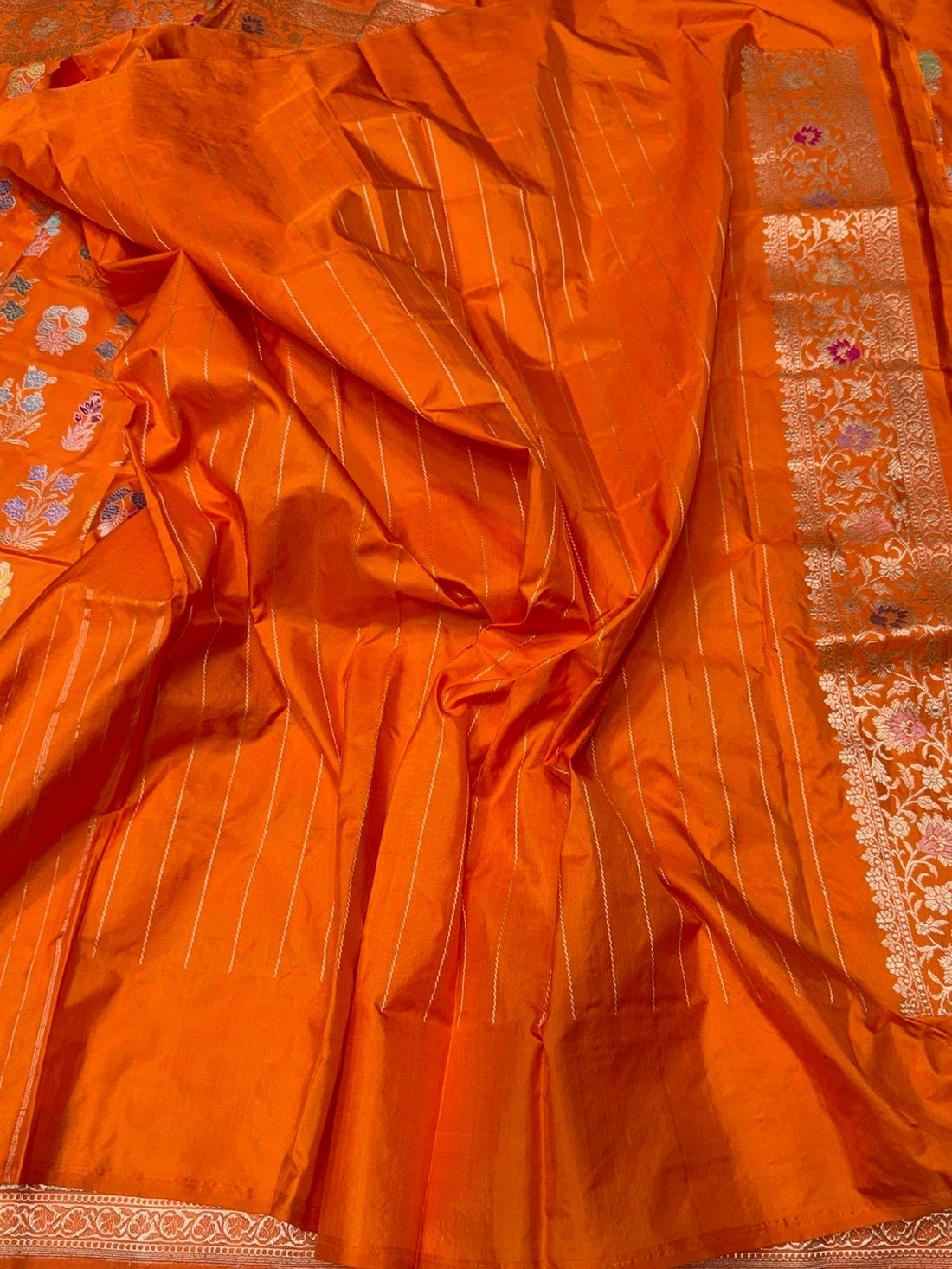 Orange Handwoven Pure Banarasi Silk Saree