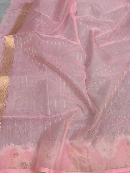 Powder Blue Handwoven Pure Organza Silk Saree