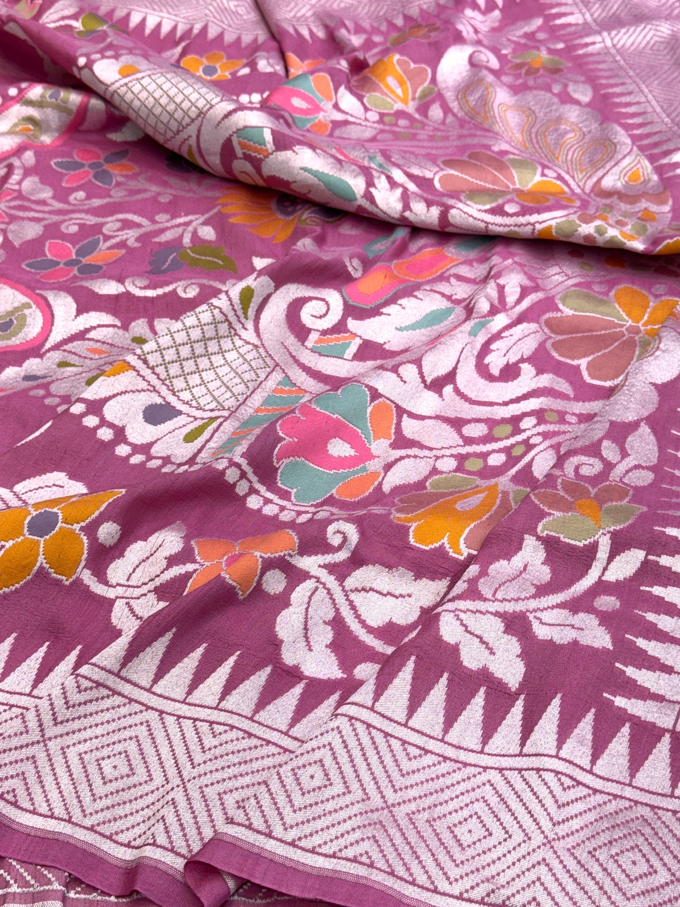 Gajiri Pink Banarasi Pure Tussar Georgette Saree