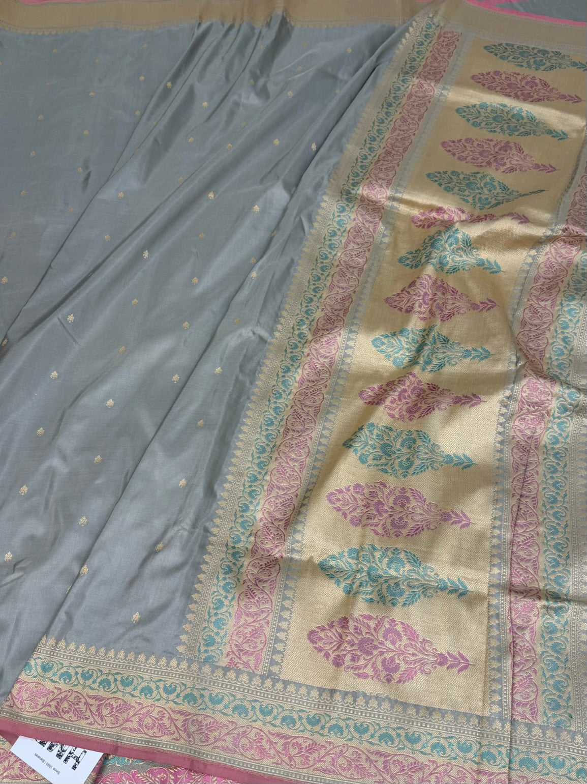 Ash Grey Handwoven Pure Banarasi Katan Silk Saree