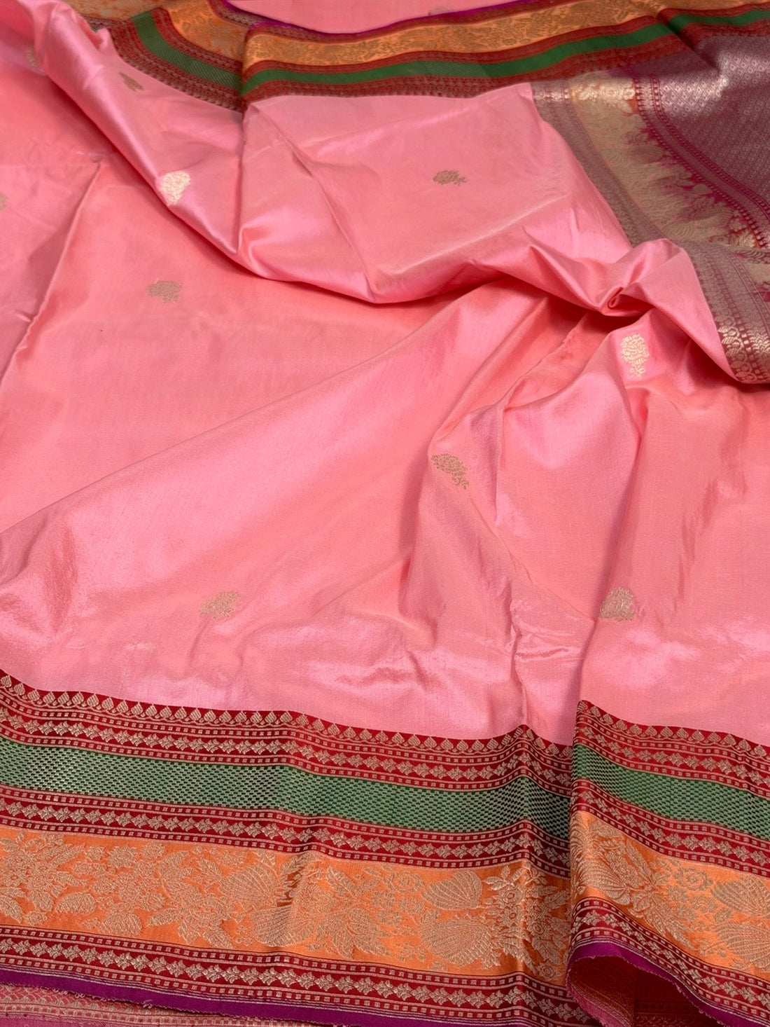 Peach Handwoven Pure Banarasi Silk Saree
