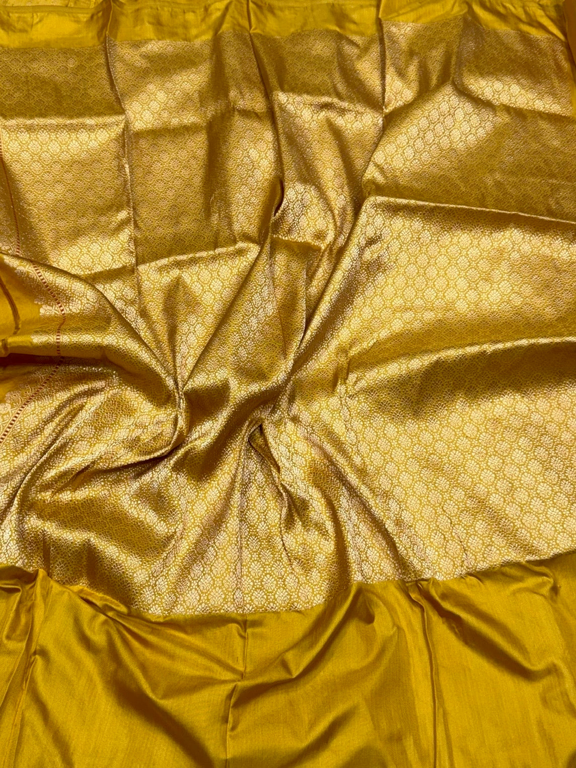 Mustard Yellow Handwoven Pure Banarasi Ektara Silk Saree