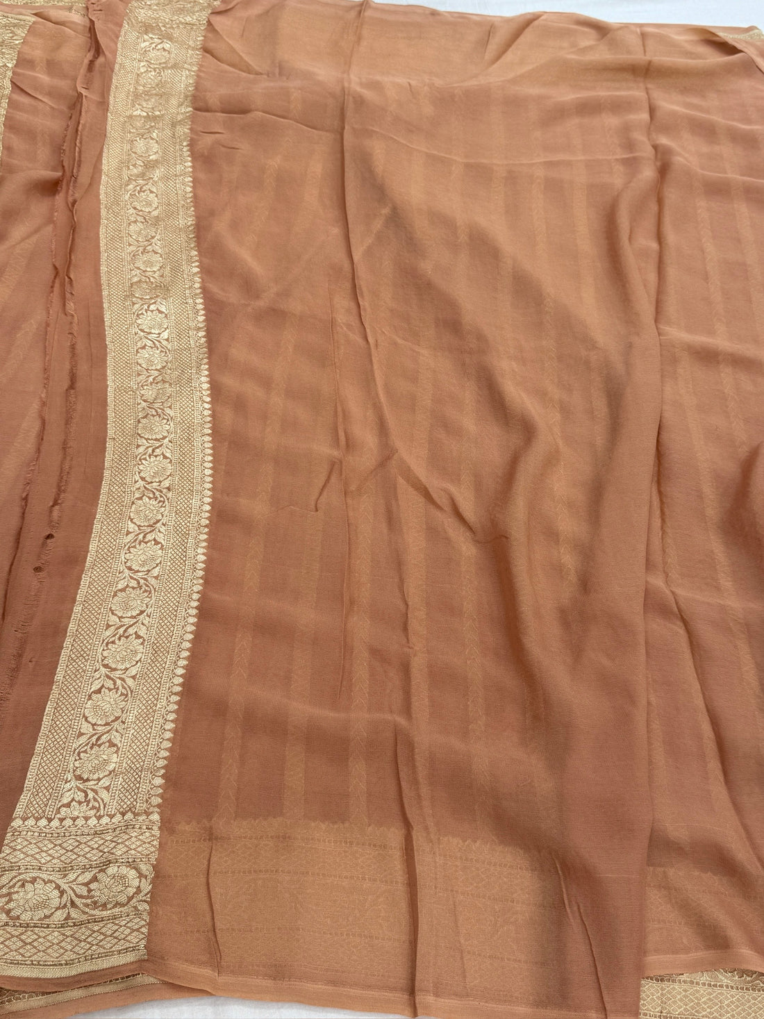 Peach Pure Banarasi Chiffon Georgette Saree