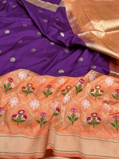 Magenta Handwoven Pure Banarasi Ektara Silk Saree