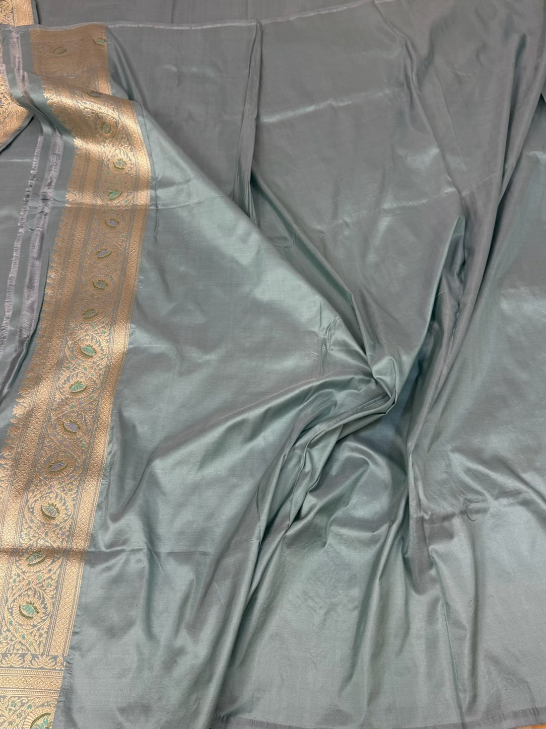Powder Blue Handwoven Pure Banarasi Katan Silk Saree